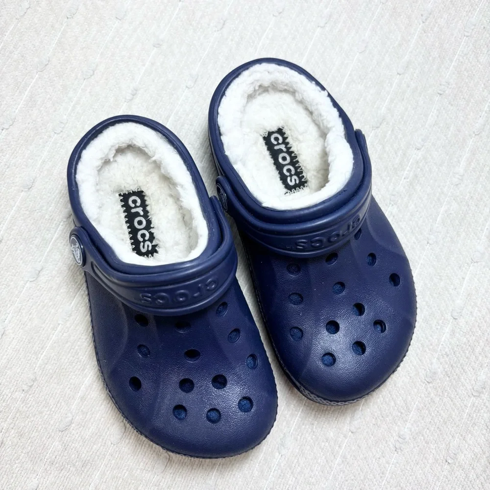 Crocs Kids Navy Blue lined Clogs‎ Size C 8/9